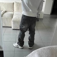 2027 Fashion European American Retro American High Street Washed Old Rough Edge Jeans Personalized Street Casual Straight-Leg Denim Pants