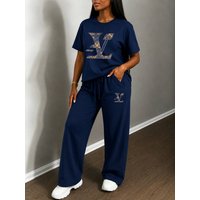 Clothing Striped Suit Simple Stand Collar Loose Casual Top Elastic Waist Trousers Long Sleeve Formal & Casual