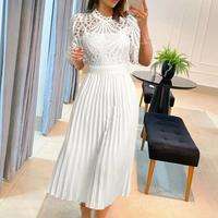clothing short sleeved lace lace splicing pleated African dress cross border dress