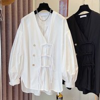 Clothing Spring Summer Designer V Neck Tassel Button Shirt Design Loose Niche Top