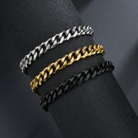 Yamaler Men Bracelet Chain Plated Stainless Steel Hip Hop Geometric Cuban Link Bracelet Fashion Jewellery
