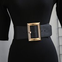 European American Style Square Buckle Waistband Decorative Coat Dress Belt Waist Closure Suit Elastic Waistband Wide