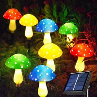 Luces solares LED con forma de hongo para jardín exterior, decoración impermeable para césped con 8 modos de iluminación – Guirnalda de 6/8 luces LED