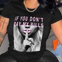 cartoon printed large round neck loose short sleeved T shirt