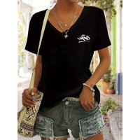  Printed Short Sleeve Tee Breathable Round Neck Top Spring & Summer Style E