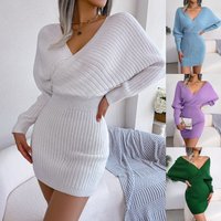 clothing autumn winter sexy cross V neck bat skirt bag hip dress sweater dress independent station clothing