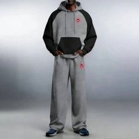 Autumn Style Block Hoodie Fashion Sports Suit Hooded Zipper Long Sleeve Jacket Trendy Two Piece Set