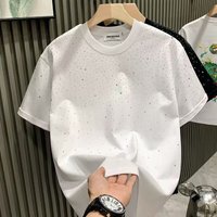  Fashion Short Sleeve T Shirt – Glitter Rhinestone Slim Fit Cotton Tee Streetwear & Casual Outfits 