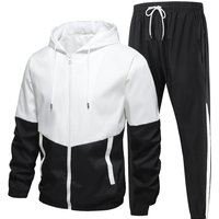 Tracksuit 2 Pieces Sports Set Jogging Hoodies Long Sleeve Coat Casual Zip Up Patchwork Clothing
