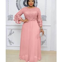 Women's Plus Size Spring And Summer Holiday Banquet New Lace Heavy Chiffon Dress