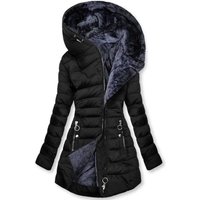 Clothing Hot Selling Hot Plush Hooded Mid length Diagonal Zipper Cotton Coat