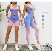 seamless yoga wear Fitness set High waisted hip lift fitness pants Tie dye sports vest Running shorts