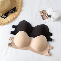 clothing Thin one line strapless chest wrapped sexy push up invisible anti exposure underwear bandeau bra without steel rings