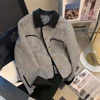 Clothing woolen short coat spring autumn style high end fashion temperament lapel top