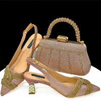 Shoe Bag Set Combination Fish Mouth Sandals Wedding Shoes + Hand Grab Bag Silk Leather Mosaic