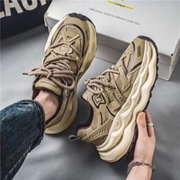 Summer mesh men's shoes breathable casual student sports running versatile Korean thick soled height enhancing white dad shoes