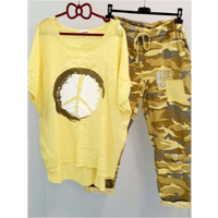 Clothing Printed Round Neck Short Sleeve T shirt Pants Western Style Two piece Suit