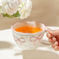 Large Capacity Mug Birthday Gift Cup Coffee Cup Girly Heart Handle Bow Flower Tea Cup
