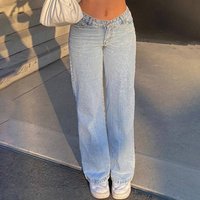 Clothing Low Waist Jeans Fashion Retro Straight Pants Loose Street Style Denim Trousers