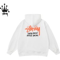 STUSSY Yellow Label Letter Pattern Printed Hoodie Cotton Fabric Unisex