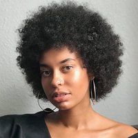 Afro Wigs for Women 100% Human Hair Soft and Fluffy Glueless Wigs 70s Kinky Curly Wig Cosplay or Daily Use (Natural Black)