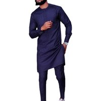 striped printed long sleeved African ethnic style suit