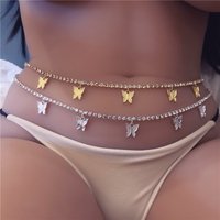 Artificial Rhinestone Body Jewelry Cute Butterfly Belly Bikini Waist Chain