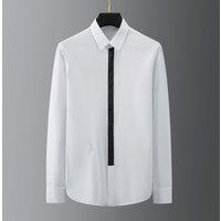 Suitable For All Seasons New Trendy Brand Ribbon Versatile Pure Cotton Non-Iron Long Sleeve Slim Fit Casual Base Shirt Men's Top