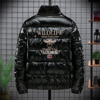Clothing Winter Stand Collar Coat Jacket Bee Embroidery Trendy Slim Casual Cotton Jacket