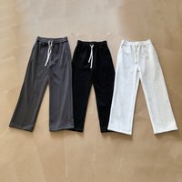 Clothing Autumn Winter Plus Velvet Soft Waxy Patchwork Deconstruction Straight Wide Leg Autumn Winter Sweatpants