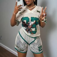 Fashion Street Trend Printed Loose Casual Short Sleeved Tops Shorts Sports Suits