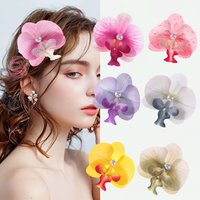 Pure Desire Style Pearl Butterfly Orchid Hairpin Side Clip Head Flower Simulation Flower Hairpin Clip Headdress Photo Hair Accessories