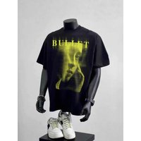 Street Style Character Print T Shirt Short Sleeve Summer Hip Hop Retro Loose Fit Pullover Trendy Top