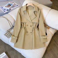 Women’s Clothing Suit Collar Trench Coat Waist Hugging Versatile Slimming Petite Khaki Trench