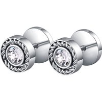 Men And Women’s Jewelry Fashion Personality Versatile Simple Titanium Steel Earrings Round Zircon Unisex Hip Hop Earrings