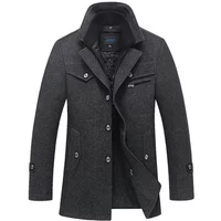 Coat Fashion Double Collar Windproof Thicken Woolen Coats Outwear Winter Jacket Thick Warm Parka