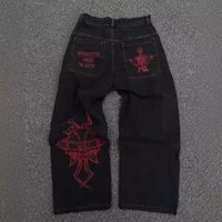 Men's clothing fashion brand full embroidery hot product full embroidery skull cotton casual pants men's straight pants casual overalls