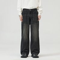 Men's Clothing Three Color Baggy Jeans Straight Loose Wide Leg Elastic Neutral Jeans For Men And Women