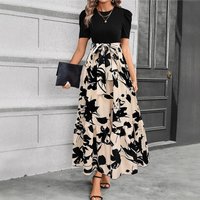 Clothing Floral Print High Waist Fashionable Elegant Temperament Dress