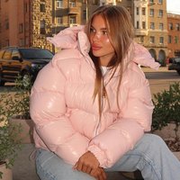  Short Puffer Jacket – Shiny Quilted Coat Lightweight & Warm Winter Outerwear Casual Style