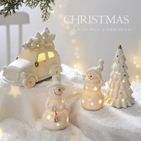 NUCHI Ceramic Christmas Decorations Small Old Man Bell Micro Landscape Desktop Ornaments Holiday Display