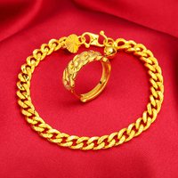 Vietnam Sand Gold Vintage Twist Bracelet Set Real Gold Plated Twist Ring Bracelet