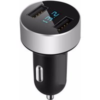 4.8A Fast Car Charger Dual USB Ports With Digital Voltage Display, Aluminum Alloy & ABS Construction(12-24V Input, 5V Output)