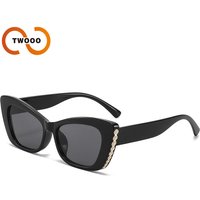 Two Circles New Retro Cat Eye Sunglasses For Women High End Pearl Studded Narrow Frame Glasses Sun Protection Sunglasses T1396