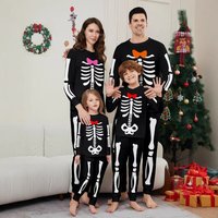 Spooky Halloween Family Pajama Set – Matching Skull & Bow Print Sleepwear Parents & Pets