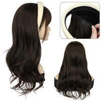 Breathable Half Wig With Headband – Long Wavy Synthetic Hair – Detachable & Reusable – Natural Black, Brown & Blonde Shades