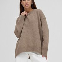 solid crew neck sweater soft knit top