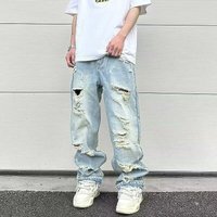 Ripped Jeans Summer Thin Trendy Brand American High Street Retro Washed Loose Straight Casual Versatile Pants
