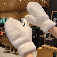 Winter Korean version solid thick velvet warm cold resistant simple riding windproof gloves