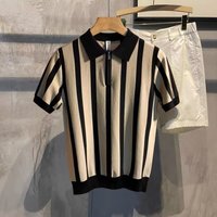 Summer Knitted Short Sleeved Polo Shirt Korean Slim Fashion All Match Casual Lapel Half Sleeved T Shirt Bottoming Shirt